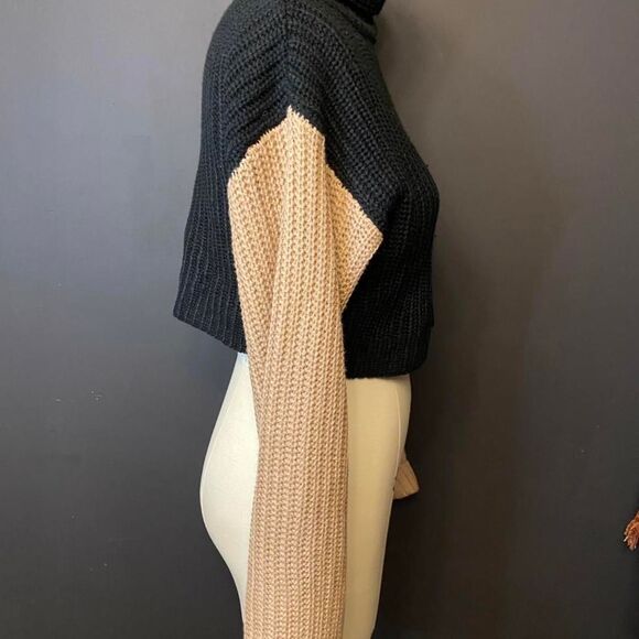 She + Sky Tan and Black Midriff Sweater - Picture 2 of 7